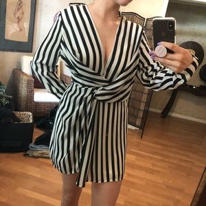 Missguided Black and White Twist Dress